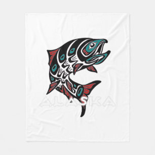 Couverture Polaire Alaska Saumon Fishing Native American Indigenous T