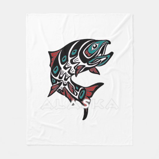 Couverture Polaire Alaska Saumon Fishing Native American Indigenous T (Devant)