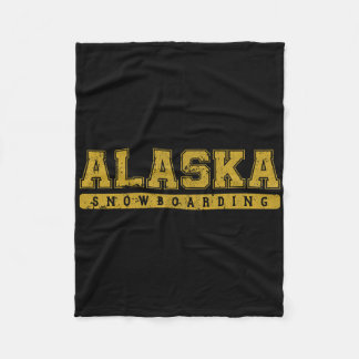 Couverture Polaire Alaska Snowboard Jaune Texte Vintage