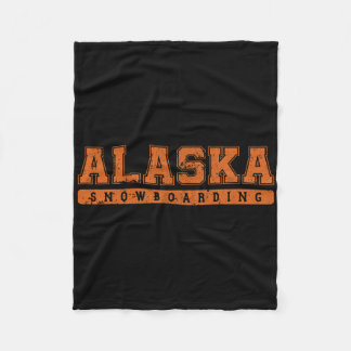 Couverture Polaire Alaska Snowboard Orange Texte Vintage