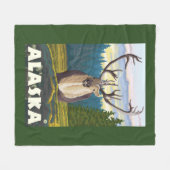 Couverture Polaire AlaskaCaribou dans le Vintage voyage sauvage (Devant (Horizontal))