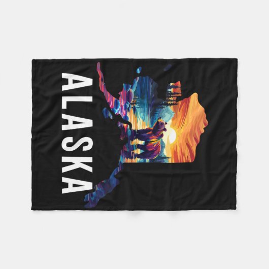 Couverture Polaire Alaskan Bear Animal Alaska Map Souvenirs Vacation (Devant (Horizontal))