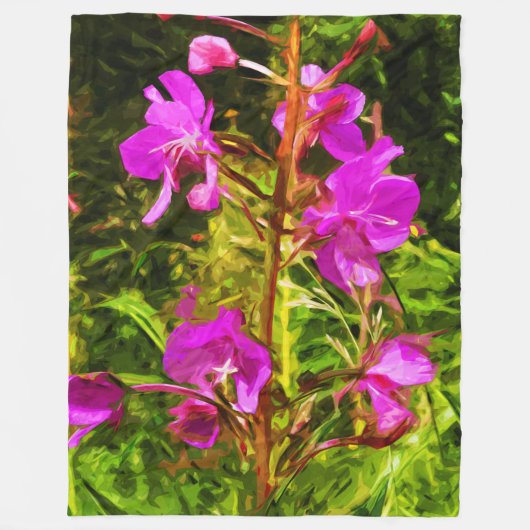 Couverture Polaire Alaskan Fireweed Fleur sauvage rose Abstrait (Devant)