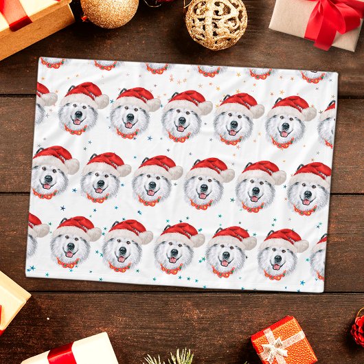 Couverture Polaire Alaskan Malamute Chien race Étoiles de Noël