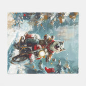 Couverture Polaire Alaskan Malamute Dog équitation moto Noël (Devant (Horizontal))