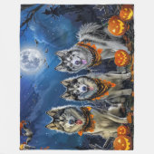 Couverture Polaire Alaskan Malamute Halloween Éffrayant (Devant)