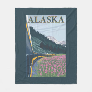 Couverture Polaire AlaskaRailroad et Vintage voyage de Fireweed