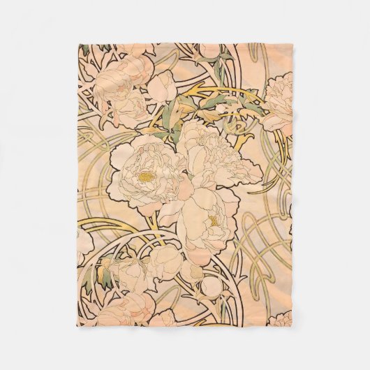 Couverture Polaire Alfonse Mucha Art Nouveau Peonies (Devant)
