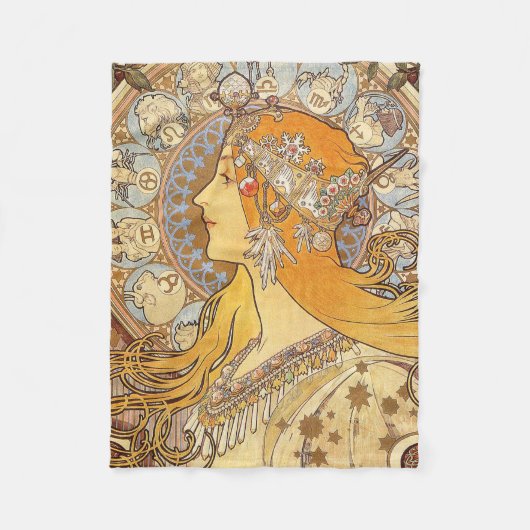 Couverture Polaire Alfonse Mucha Zodiac Art nouveau femme (Devant)