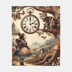 Couverture Polaire Alice et Chat du Cheshire : Fantaisie Merveilleuse