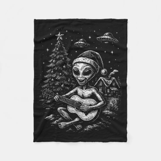 Couverture Polaire Alien aime Noël (Devant)