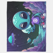 Couverture Polaire Alien de paix mignon et vaisseau spatial (Devant)