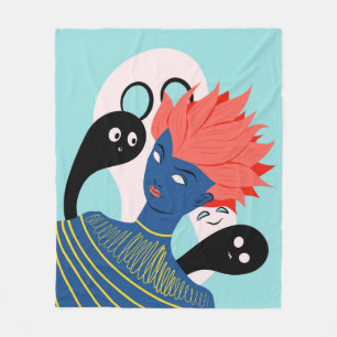 Couverture Polaire Alien fille avec des fantômes Éffrayants amis imag