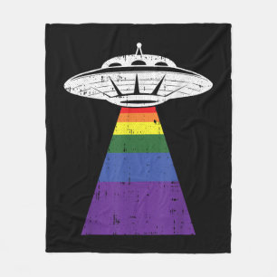 Couverture Polaire Alien Gay pride d'enlèvement LGBT-Q Gaylien UFO