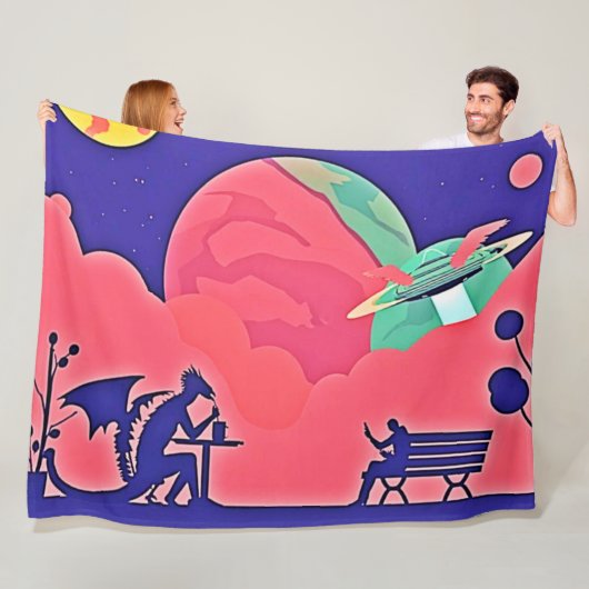 Couverture Polaire Alien Planet Retro Sci-Fi (En situation)