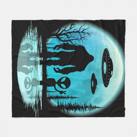 Couverture Polaire Alien UFO Bigfoot (Devant (Horizontal))