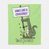 Couverture Polaire Aligator de crocodile drôle avec dessin animé (Devant)