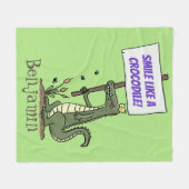 Couverture Polaire Aligator de crocodile drôle avec dessin animé (Devant (Horizontal))