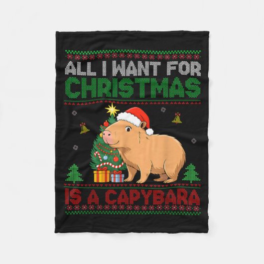 Couverture Polaire All I Want For Christmas Is A Capybara Ugly Sweate (Devant)