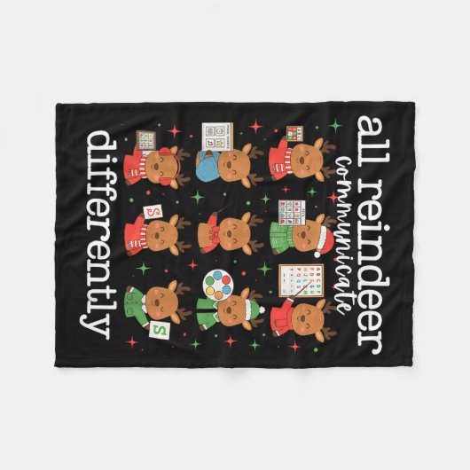 Couverture Polaire All Reindeer Communicate Differently Xmas Autism A (Devant (Horizontal))
