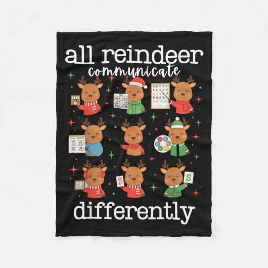 Couverture Polaire All Reindeer Communicate Differently Xmas Autism A (Devant)