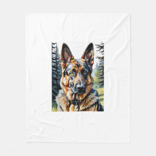 Couverture Polaire Allemand Berger Chien Tête Portrait Amoureux des c