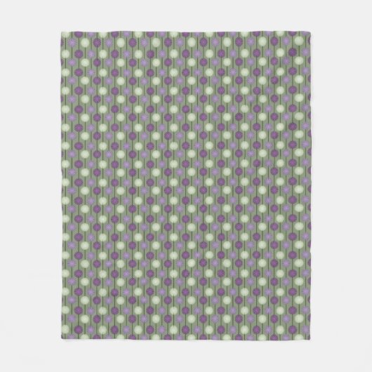 Couverture Polaire Allium Flower Motif Vert violet Fleece Blanche (Devant)
