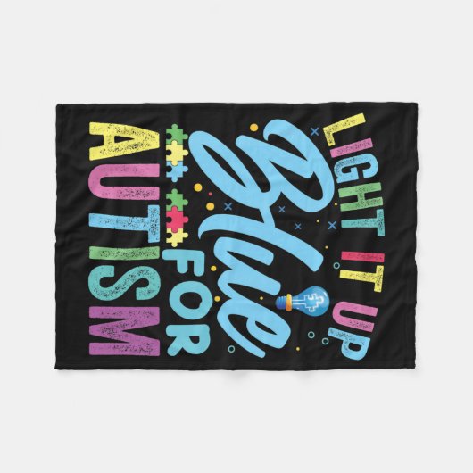 Couverture Polaire Allumer la Sensibilisation sur l'autisme bleue T-S (Devant (Horizontal))