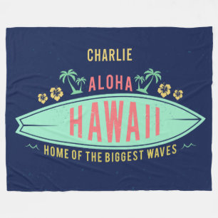 Couverture Polaire Aloha Hawaiian Surfer nom personnalisé flece couve