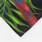 Couverture Polaire Aloha oiseaux perroquets palmiers bleus fleurs feu (Coin)