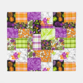 Couverture Polaire Aloha Patchwork Hawaiian Tropical Prints - Violet (Devant (Horizontal))