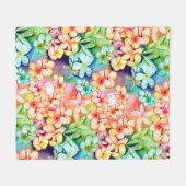 Couverture Polaire Aloha Plumeria Fleurs Aquarelle  (Devant (Horizontal))