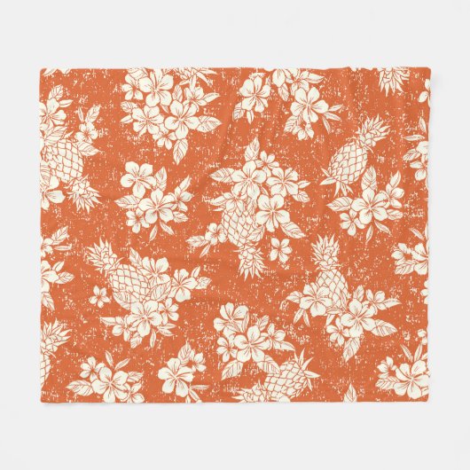 Couverture Polaire Aloha Spirit : Hibiscus-Ananas Harmonie. (Devant (Horizontal))