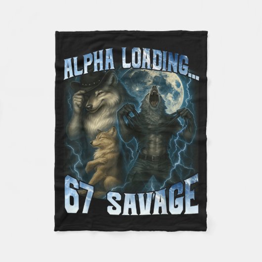 Couverture Polaire Alpha Wolf Loading 67 Percent Savage Funny Wolves (Devant)