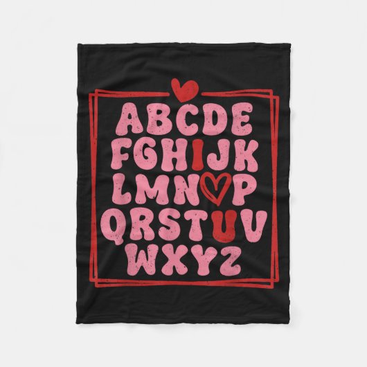 Couverture Polaire Alphabet Abc I Love You Valentines Day Heart (Devant)