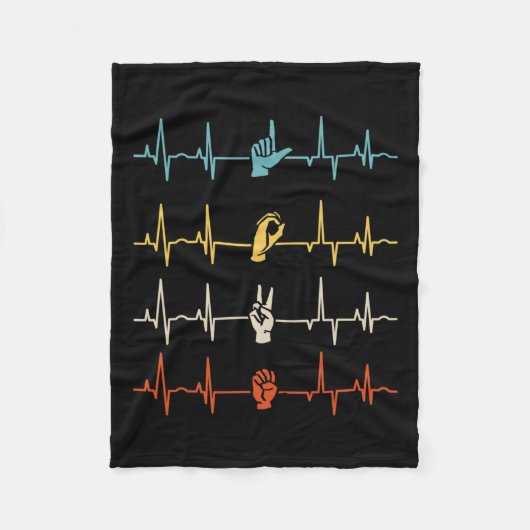 Couverture Polaire Alphabet American Sing Langue Asl Enseignant Coeur (Devant)