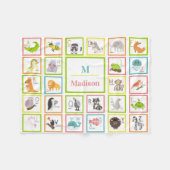 Couverture Polaire Alphabet animal Monogrammé bébé (Devant (Horizontal))