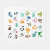 Couverture Polaire Alphabet de doodle animal (Devant (Horizontal))