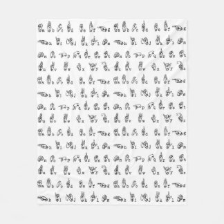 Couverture Polaire Alphabet de langue des signes américaine en noir