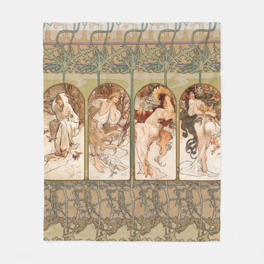 Couverture Polaire Alphonse Mucha Four Seasons 1897 Art Nouveau Panel (Devant)
