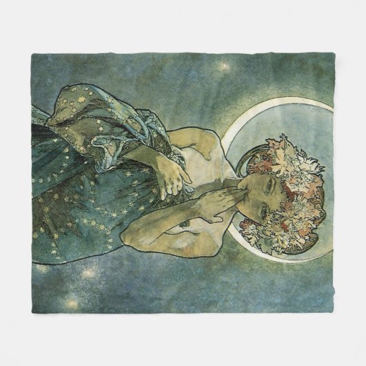 Couverture Polaire Alphonse Mucha Magnifique femme Art Nouveau #18 (Devant (Horizontal))