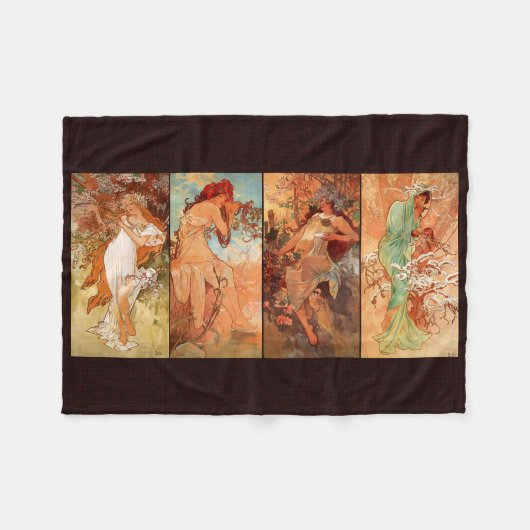 Couverture Polaire Alphonse Mucha, Quatre Saisons (Devant (Horizontal))