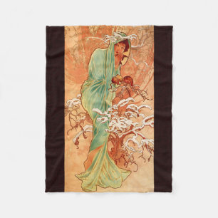 Couverture Polaire Alphonse Mucha, Quatre Saisons, Hiver
