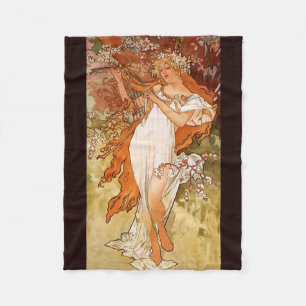 Couverture Polaire Alphonse Mucha, Quatre Saisons, Printemps