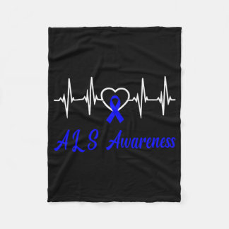 Couverture Polaire Als Sensibilisation Heartbeat Love Blue Ribbon Sup