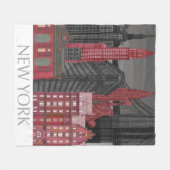 Couverture Polaire Altitudes de New York par nuit - rouge (Devant (Horizontal))