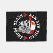 Couverture Polaire Always Tired Never Broke Funny Skull (on Back)  (Devant (Horizontal))