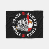 Couverture Polaire Always Tired Never Broke Funny Skull (on Back) (Devant (Horizontal))