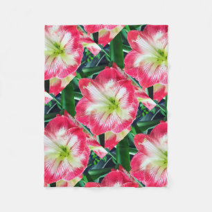 Couverture Polaire Amarilis rose blanc couleur douce fleur