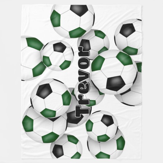 Couverture Polaire amas de balles de football noir vert garçons fille (Devant)